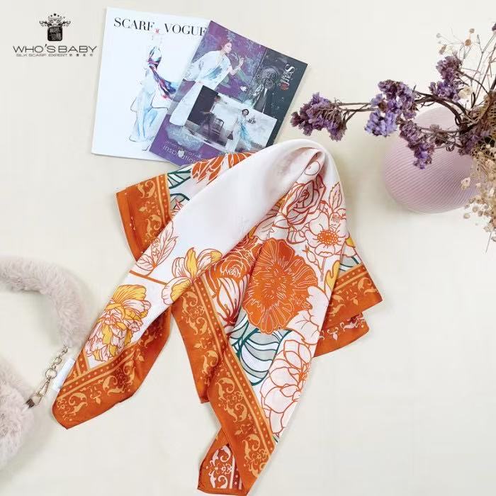 湖丝宝贝-节气花卉印象四季方巾 88*88CM