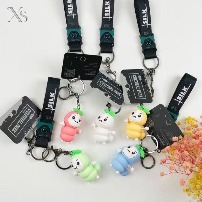 五福蚕宝宝钥匙扣-红色